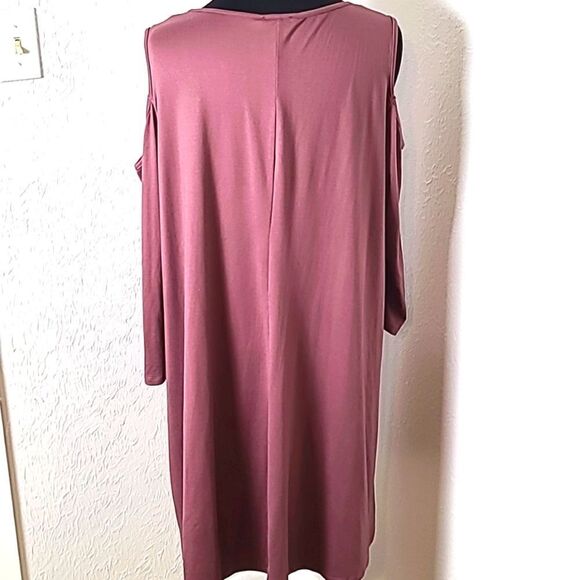 As U Wish Dark Mauve Cold-Shoulder Dress, Size 3X - Picture 6 of 8